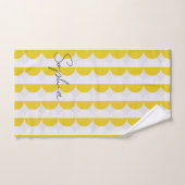 Wit Geel Patroon Halve Maan Monogram Pickleball Handdoek (Handdoek)