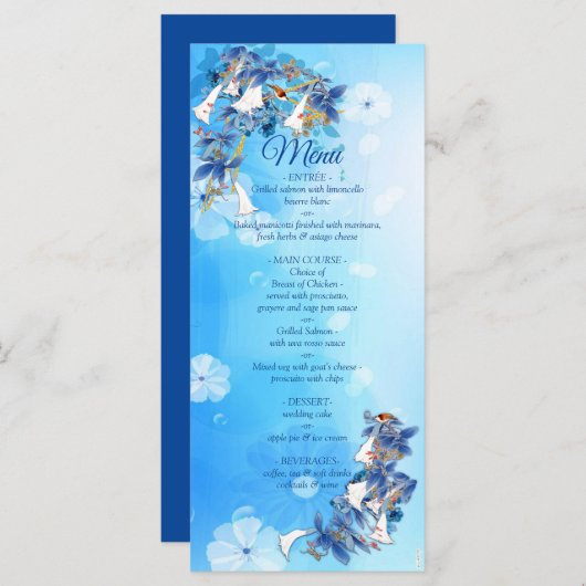 Wit geïllustreerd Waterverf Moonflower Menu (Voorkant / Achterkant)