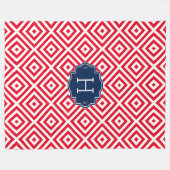 Wit geometrisch patroon & koraal aangepaste achter fleece deken (Voorkant (Horizontaal))