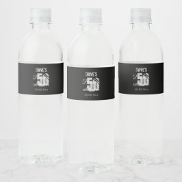 Wit gepersonaliseerd 50ste om het even welk verjaa waterfles etiket