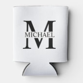 Wit Gepersonaliseerd Monogram en Naam Blikjeskoeler (Voorkant)