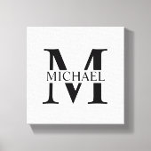 Wit Gepersonaliseerd Monogram en Naam Canvas Afdruk (Voorkant)