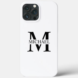 Wit Gepersonaliseerd Monogram en Naam iPhone 13 Pro Max Hoesje