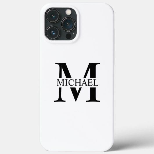Wit Gepersonaliseerd Monogram en Naam Case-Mate iPhone Case (Achterkant)