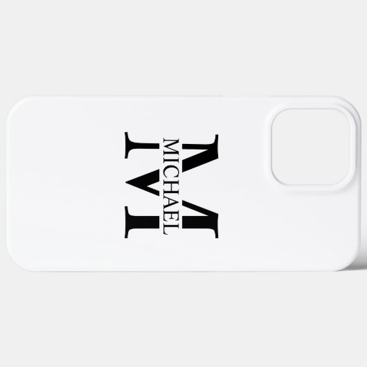 Wit Gepersonaliseerd Monogram en Naam Case-Mate iPhone Case (Achterkant (horizontaal))
