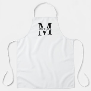 Wit Gepersonaliseerd Monogram en Naam Schort