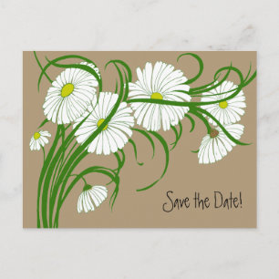  Wit Gerber Daisy Flowers Save the Date Aankondigingskaart
