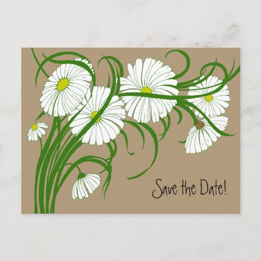  Wit Gerber Daisy Flowers Save the Date Aankondigingskaart (Voorkant)
