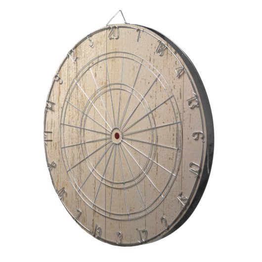 Wit getextureerd houten korrel dartbord (Voorkant Rechts)