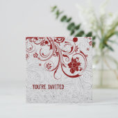 Wit getoold leder en uitnodiging tot rode kant (Staand voorkant)