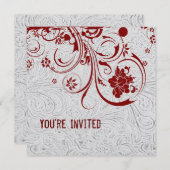 Wit getoold leder en uitnodiging tot rode kant (Voorkant / Achterkant)