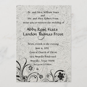 Wit getoold leder en zwart lace-huwelijk kaart