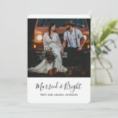 WIT Getrouwd & Bright Pas getrouwd Feestdagenkaart (Staand voorkant)