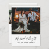 WIT Getrouwd & Bright Pas getrouwd Feestdagenkaart (Voorkant / Achterkant)