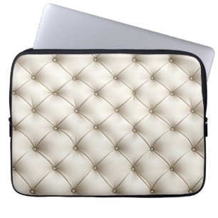 Wit gewatteerd lederen patroon laptop sleeve