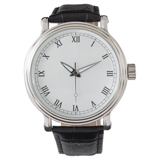Wit gezicht Romeinse cijfers tijd mannen Horloge (Voorkant)