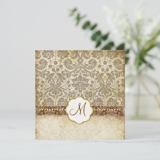 Wit Gezichtsmonogram bruiloft Uitnodigingen (Staand voorkant)