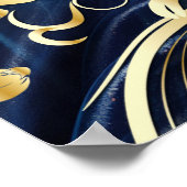 Wit & Goud abstracte bloemetjes op Simmery Blue Si Poster (Hoek)