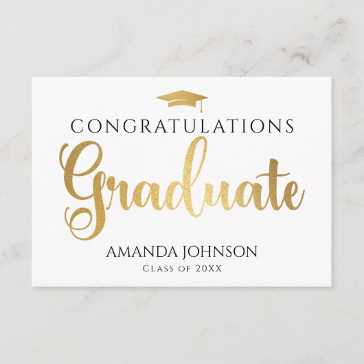 Wit goud Afstuderen woorden van Afstuderen Informatiekaartje (Voorkant)