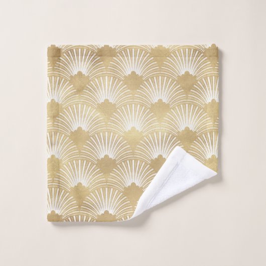 Wit & goud art deco patroon bad handdoek (Wasdoekje)