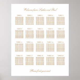 Wit Goud Beige 20 Tafel Trouwstoelindeling Poster