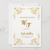 Wit Goud Bloem Lijst Elegant Modern Nikah Kaart (Achterkant)