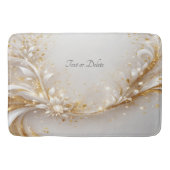 Wit Goud Bloemen Badmat (Voorkant)