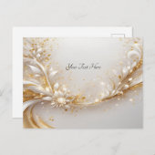 Wit Goud Bloemen Briefkaart (Voorkant / Achterkant)