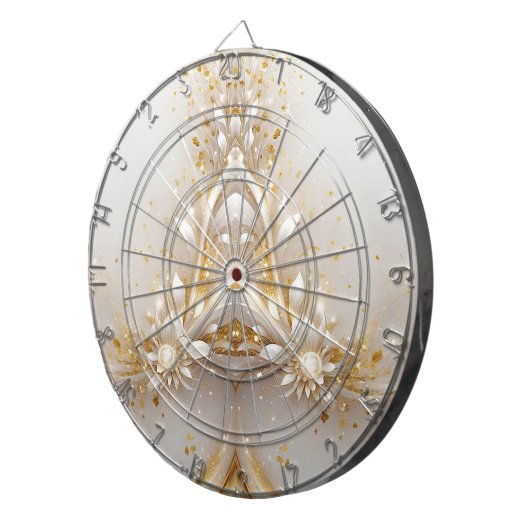 Wit Goud Bloemen Dartboard Dartbord (Voorkant Rechts)