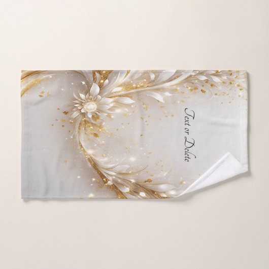 Wit Goud Bloemen Handdoek Set (Handdoek)