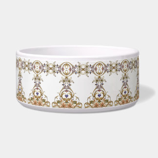Wit Goud Bloemen Keramische Pet Bowl Voerbakje
