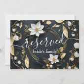 Wit Goud Bloemen Krans Bruiloft Gereserveerd teken (Voorkant)