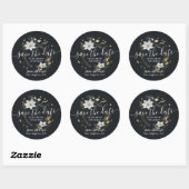 Wit Goud Bloemen Krans Bruiloft Save The Date Ronde Sticker (Vel)