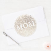 Wit Goud Bloemen MOM Formele Elegante Moederdag Ronde Sticker (Envelop)