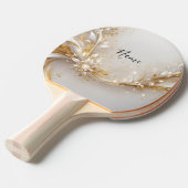 Wit Goud Bloemen Ping Pong Paddle Tafeltennisbatje (Voorkant Gekanteld)