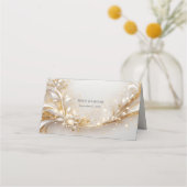 Wit Goud Bloemen Plaats Kaart (Achterkant)