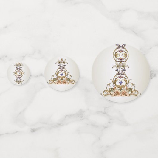 Wit Goud Bloemen Tafel Confetti (Voorkanten)