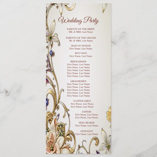 Wit Goud Bloemen Trouwprogramma Programma (Achterkant)