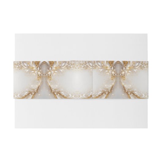 Wit Goud Bloemen Uitnodiging Belly Band Uitnodigingen Wikkel (Achterkant Voorbeeld)