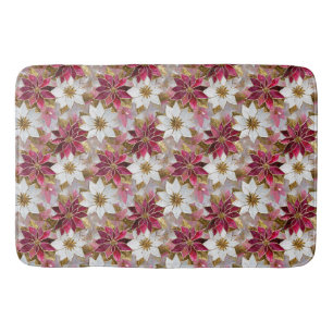 Wit Goud Bourgondi Roze Kerst Poinsettia's Badmat