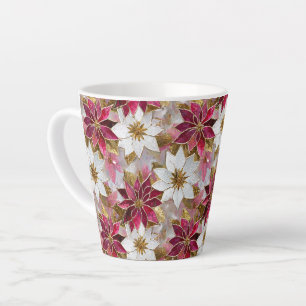 Wit Goud Bourgondi Roze Kerst Poinsettia's Latte Mok