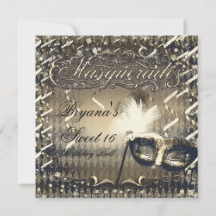 Wit Goud & Bronzen Masker Masker Verjaardagsfeestj Kaart