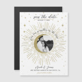 Wit Goud Celestial Sunburst Foto Bewaar de datum (Voorkant / Achterkant)