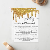 Wit Goud Chunky Glitter Druppelt Sieraden Care Kaa Notitiekaartje (Voorkant / Achterkant in situ)