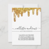 Wit Goud Chunky Glitter Druppelt Sieraden Care Kaa Notitiekaartje (Achterkant)