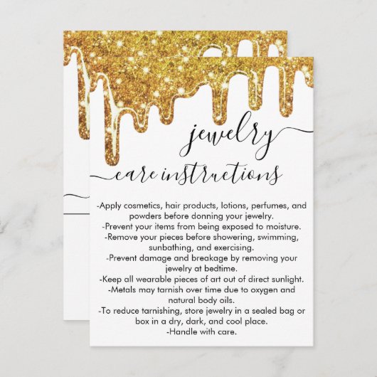 Wit Goud Chunky Glitter Druppelt Sieraden Care Kaa Notitiekaartje (Voorkant / Achterkant)