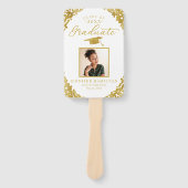 Wit Goud Confetti 2 Foto Afstuderen Handwaaier (Voorkant)