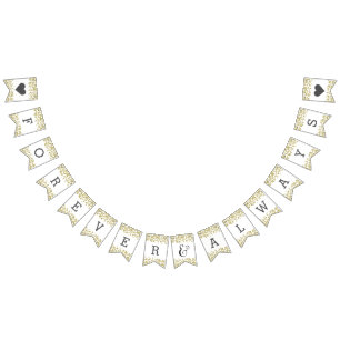 Wit & Goud Confetti bruiloft voor altijd Vlaggetjes