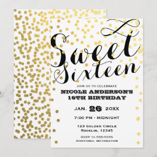Wit & Goud Confetti Folie SWEET 16 ZESTIEN Kaart
