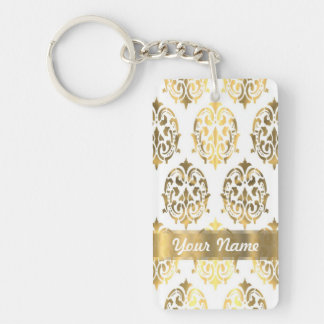 Wit & goud damast sleutelhanger